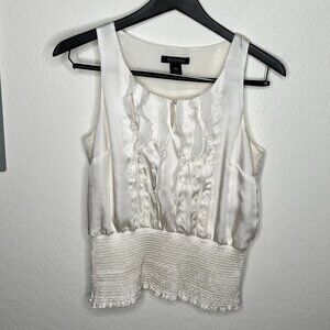 White House Black Market Ruffle-Front Sleeveless Shell Top - Size M